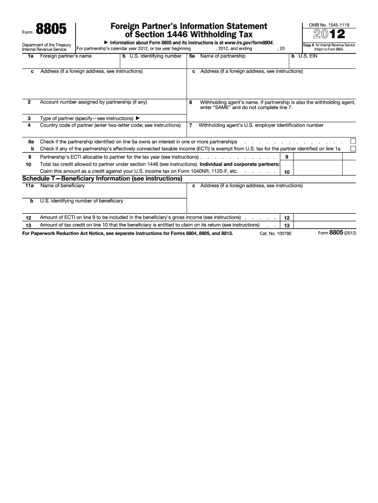 Form 8805 Instructions 2012