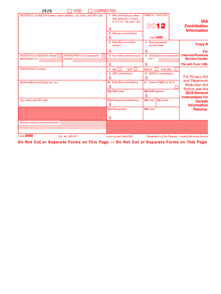  Form 5498 for 2012