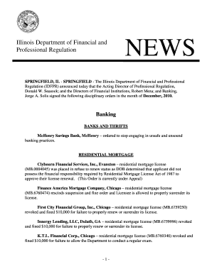 SPRINGFIELD, IL SPRINGFIELD the Illinois Department of Financial and Professional  Form