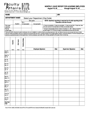 Monthly Vacation Sick Leave DOC  Form