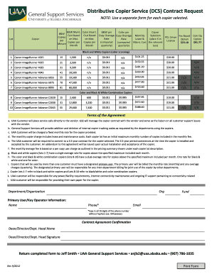 Distributive Copier Service DCS Contract Request  Form