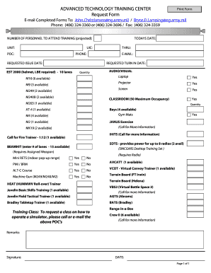 ADVANCED TECHNOLOGY TRAINING CENTER Request Form