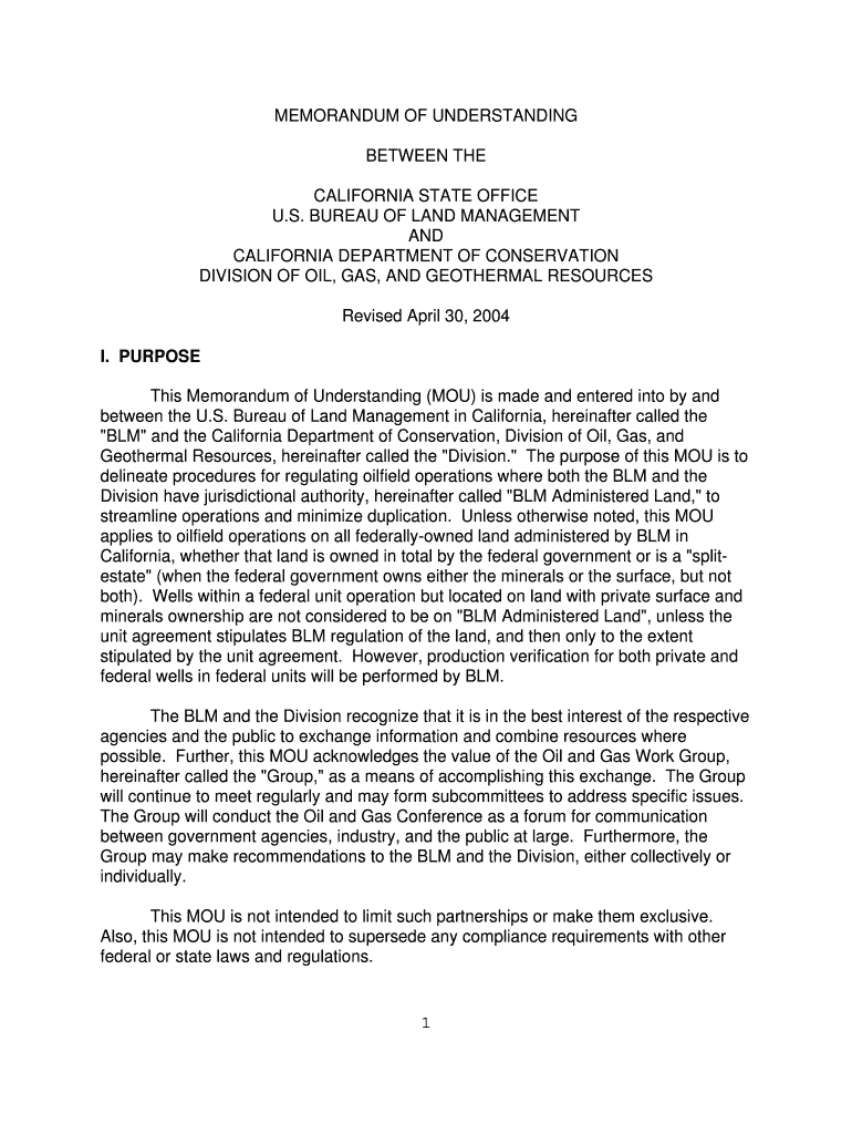 MEMORANDUM of UNDERSTANDING State of California  Form