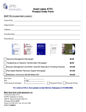 Great Lakes ATTC Recovery Management Monograph Order Form