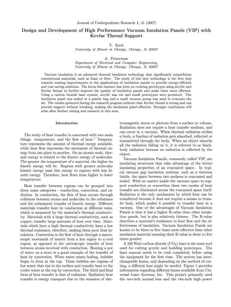 Design and Development of High Performance Vacuum Insulation Jur Phy Uic