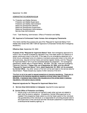 Admin Memo Non Emergency Placements1 DOC Dhhs Ne  Form