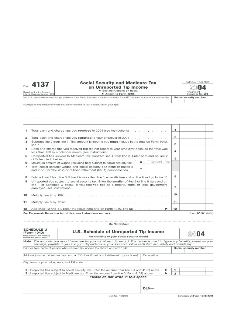 Form 4137, Social Security and Medicare Tax on Unreported Tip Income