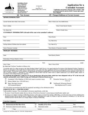 Application for a Custodial Account the Johns Hopkins Federal Jhfcu  Form