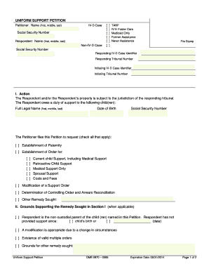 UNIFORM SUPPORT PETITION I Action the Respondent DSHS