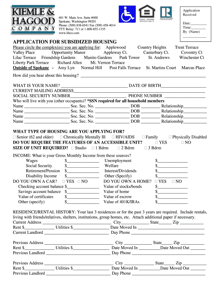 Subsidized Housing  Form