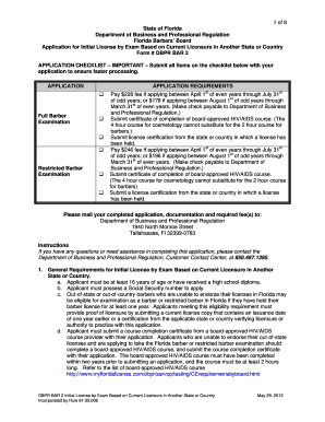 Florida Barbers Board  Form