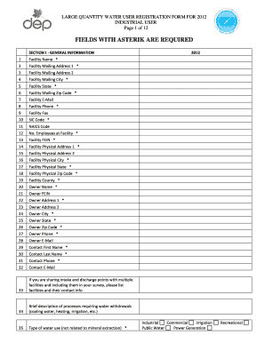 Form Industrial Large Quantity User Registration