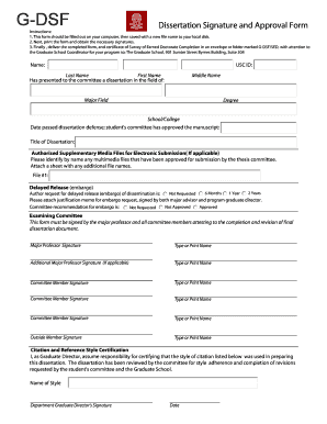 Dissertation Signature and Approval Form the Graduate School