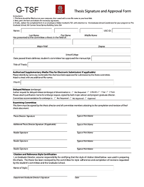 Thesis Signature and Approval Form the Graduate School