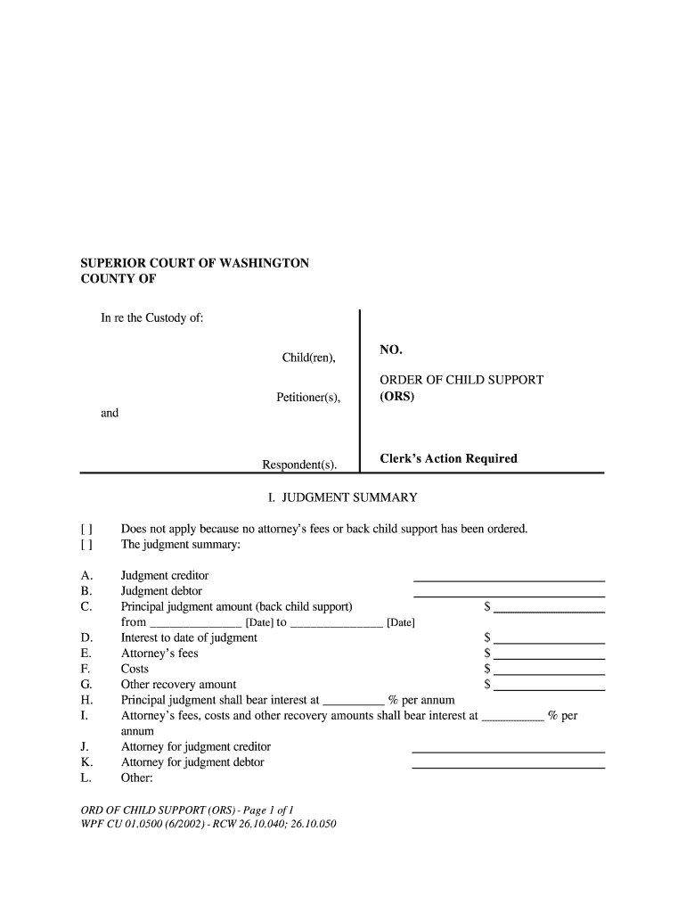 Order of Child Support Forms