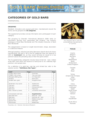 CATEGORIES of GOLD BARS  Form