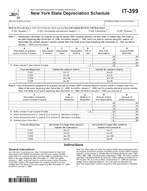 Form it 399New York Depreciation ScheduleIT399