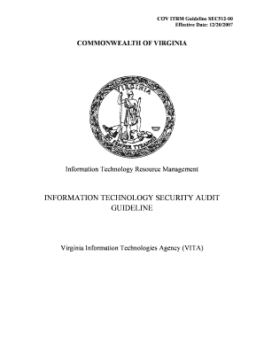 Information Technology Security Audit Guideline the Virginia Vita Virginia