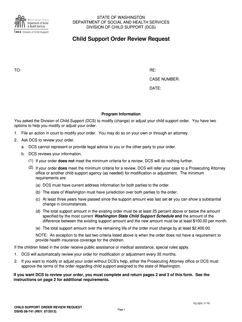  Final Order Child Support Request to Reconsideration Washington State 2013-2024