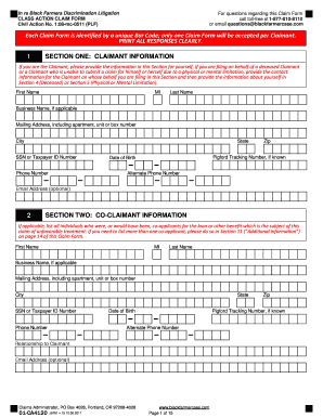 Black Farmers Claim Form