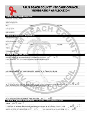 PALM BEACH COUNTY HIV CARE COUNCIL  Form