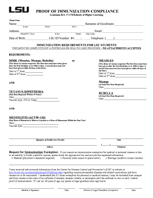  Proof of Immunization Form 2013-2024