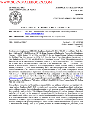 AIR FORCE INSTRUCTION 10 250  Form