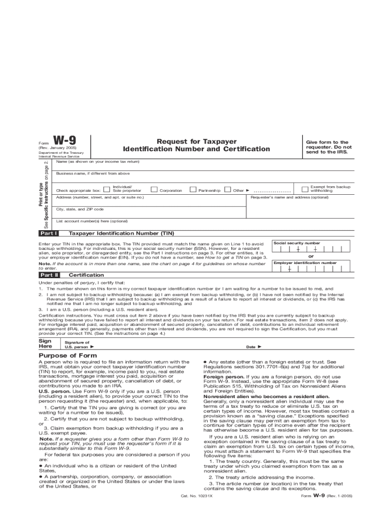 W 9 Printable  Form