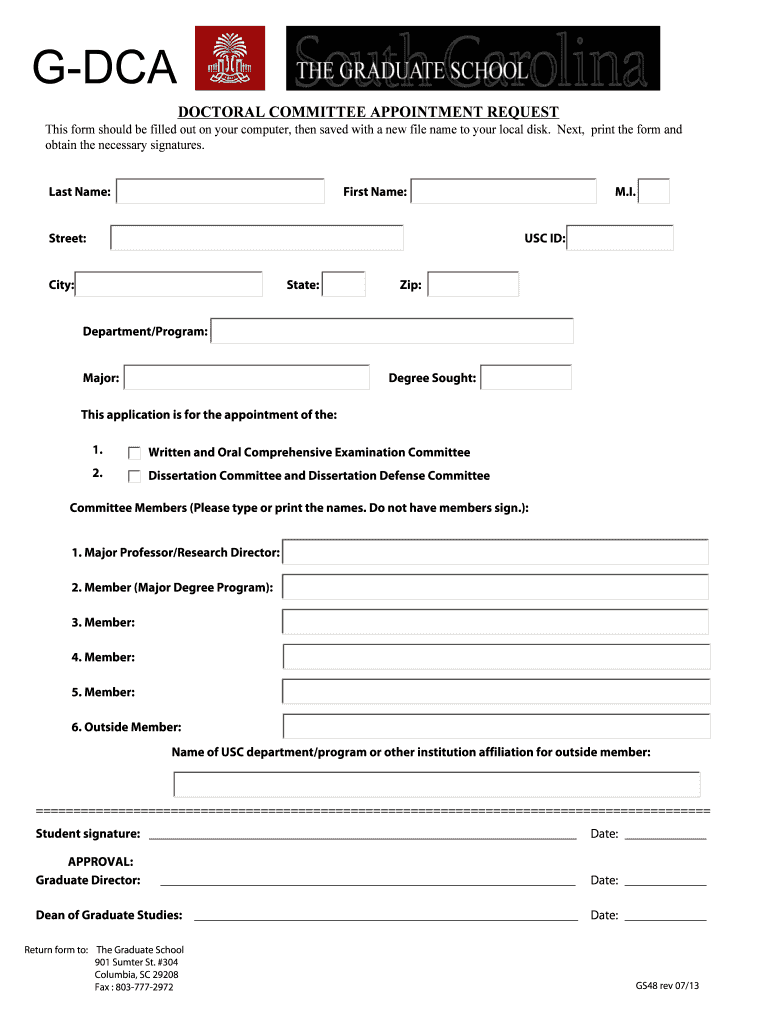 Doctoral Committee Appointment Request the Graduate School  Form