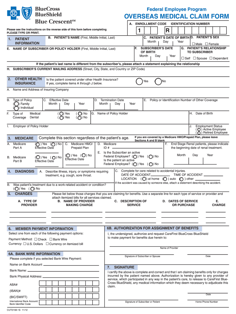  Federal Bcbs Basic Overseas Claim Form 2012