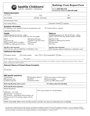 Radiology Request Form Seattle Children&amp;#39;s Seattlechildrens