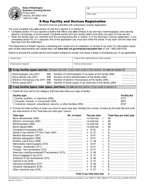 X Ray Facility and Devices Registration Business Licensing  Form