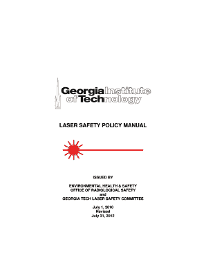 Laser Safety Policy Manual Office of Radiological Safety Georgia  Form