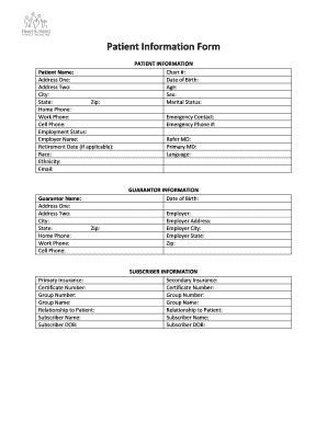 Patient Information Form Heart and Hand MD