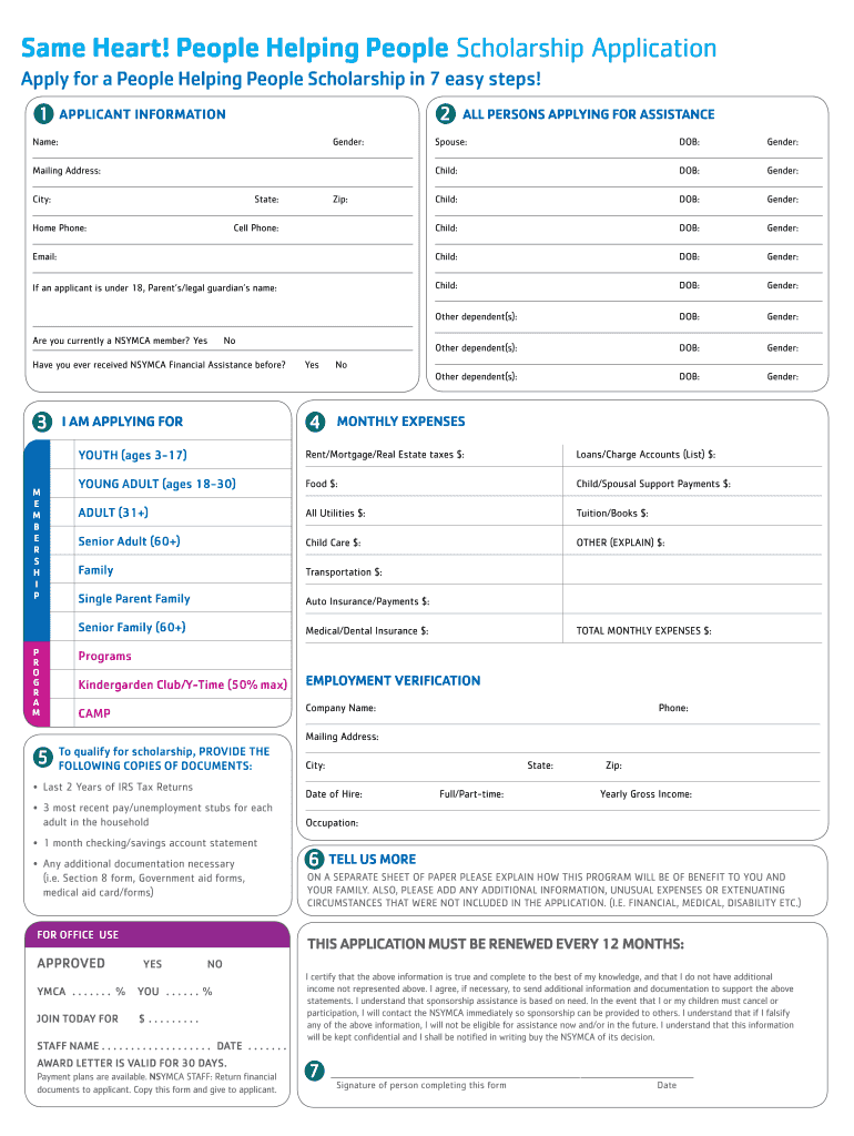 Scholarship Application North Suburban YMCA  Form