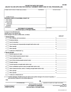 Statement of Damages Template  Form