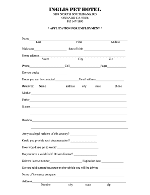 Holiday Inn Job Application Form