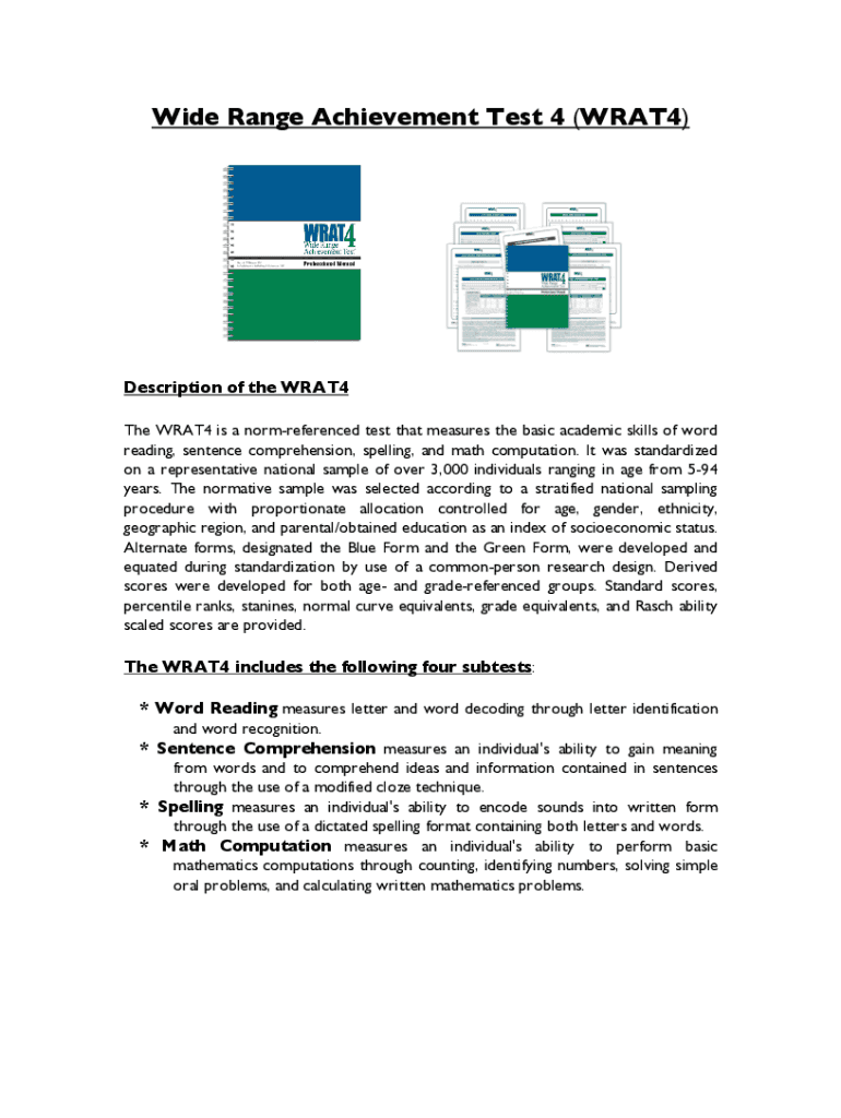 Wrat 4 Scoring Manual PDF  Form