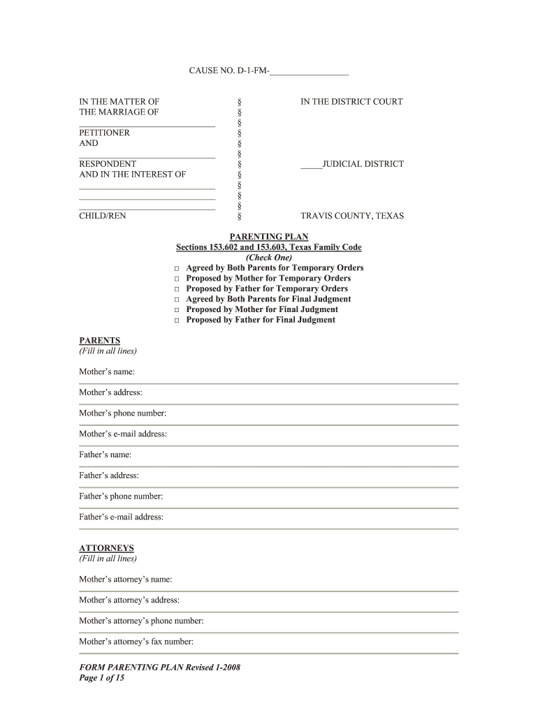 Travis County Family Law Pretrial Forms  Law Office of KG, PLLC