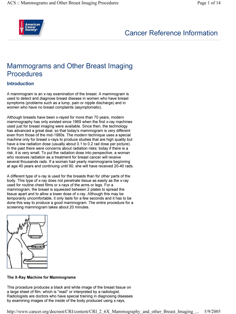 Cancer Reference Information Mammograms and Proscan Imaging