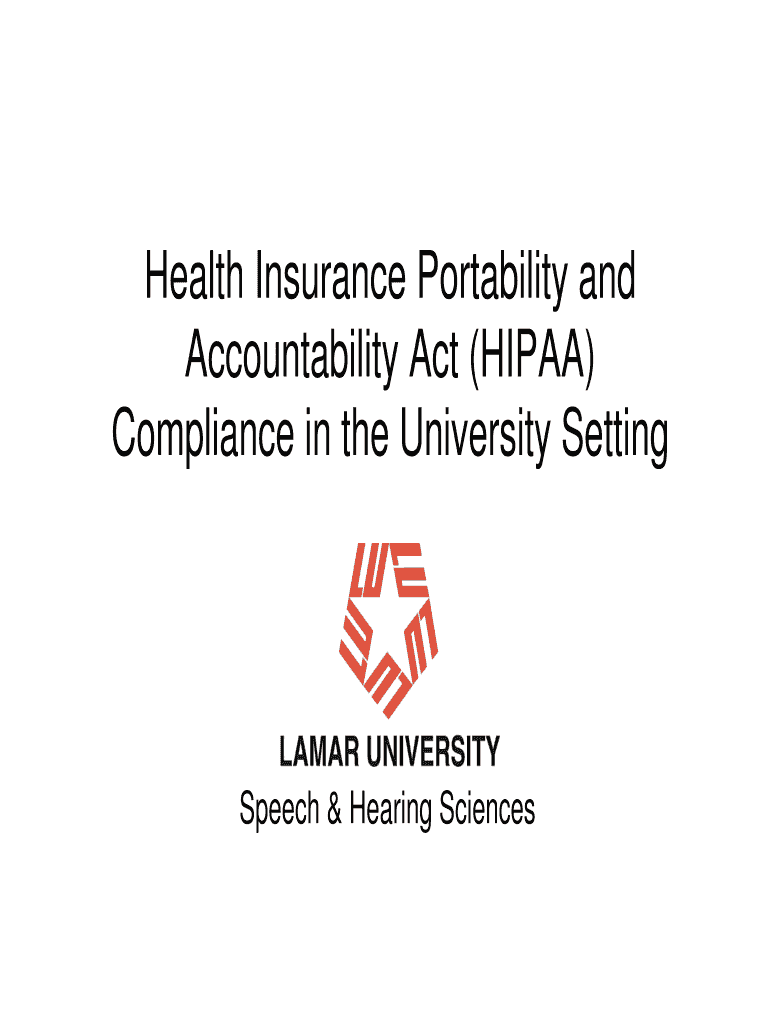 HIPAA Lamar University Dept Lamar  Form