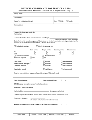 Medical Certificate  Form