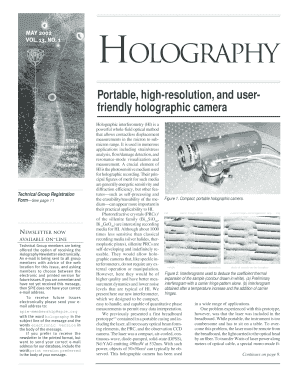 1 HOLOGRAPHY Portable, High Resolution, and Userfriendly Holographic Camera SPIE S International Technical Group Newsletter Tech  Form