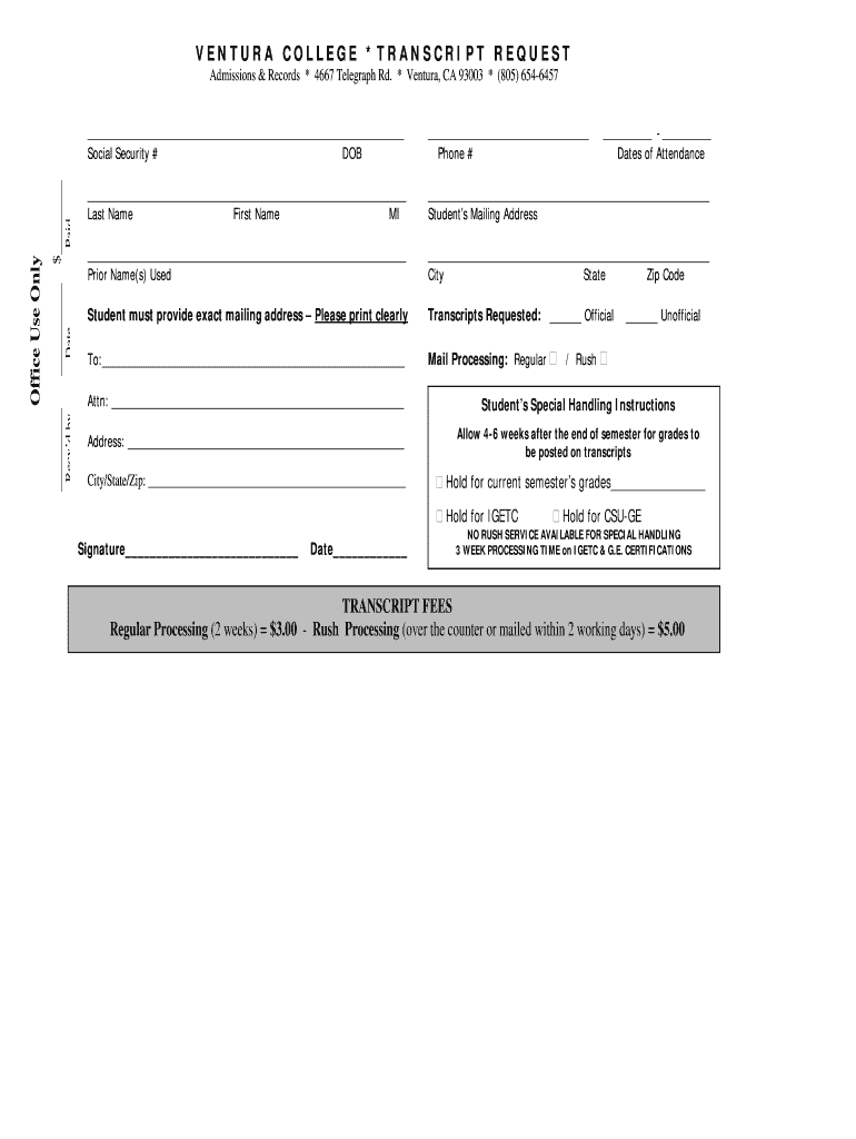 Ventura Transcript  Form