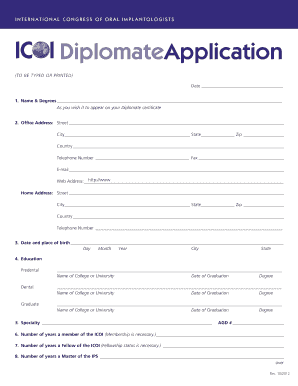 ICOI Diplomate Application International Congress of Oral  Form