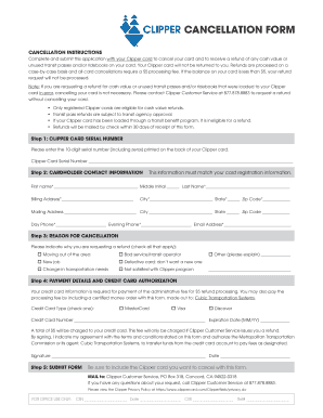  Clipper Cancellation Form 2012-2024