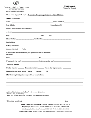Ccri Official Transcript  Form