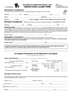 Southern California Drug Benefit Vision Gorm Form