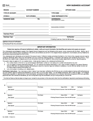 TD Bank New Business Account Application  Form