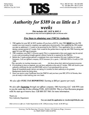 Authority for $389 in as Little as 3 Weeks Truckers Bookkeeping  Form